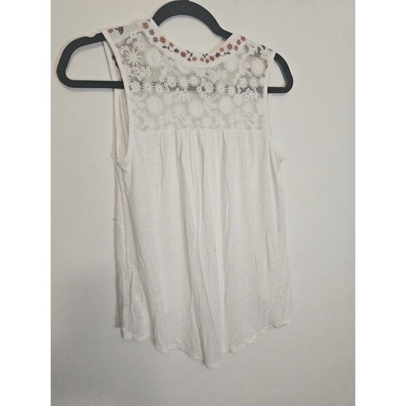 Knox Rose‎ Top White Flowy Boho Tank Feminine Crochet Detail Tassles XS Vneck - Picture 10 of 10